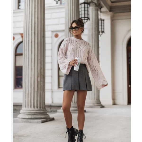 Sweter Olivia ażur, cream, pink
